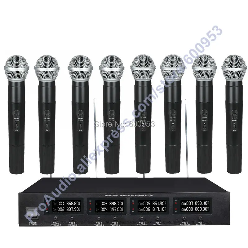 MICWL 2038 высококлассная 8 ручной UHF LED цифровой радиоприемник Беспроводная караоке