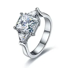 3 ct Rectángulo Cut SONA Diamante Simulado Anillo de Compromiso Propuesta Auténtica Plata de Ley 925 Placa de Platino Anillo de Bodas Las Mujeres