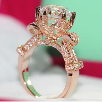 

3CT Engagement Ring Sterling Silver Luxury Ring Best Quality Brand Ring 750T Rose Gold Color Moissanite Ring Unique Jewelry 925