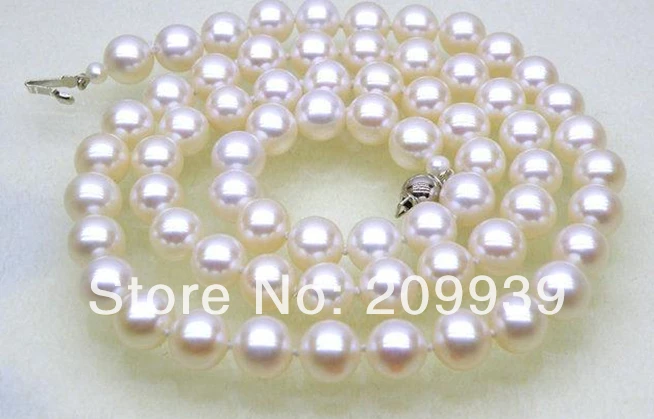 

7.5-8mm white AAA+ round japanese akoya pearl necklace