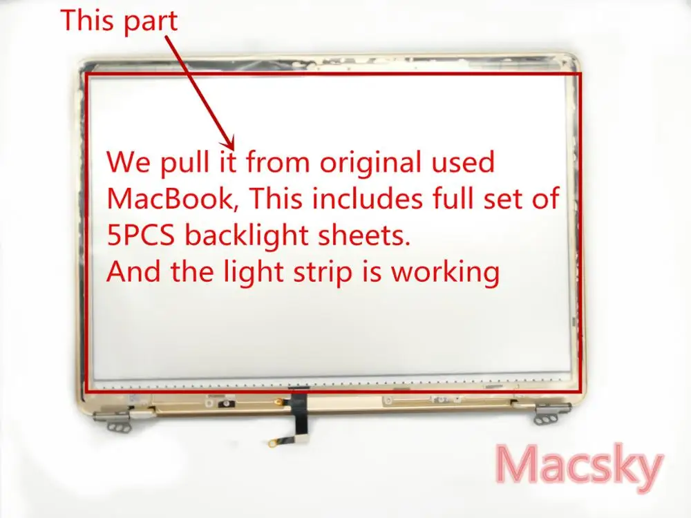 

Used Original LED LCD Screen Display Back Rear Reflective Sheets for MacBook Pro 12" A1534 2015 2016 Backlight 100%Working