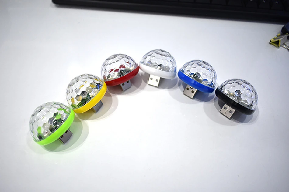 CARCTR мини-шар красочный светодиодный светильник RGB управление звуком Крытый праздник DJ автомобиль окружающий светильник светодиодный с USB Android Apple интерфейс
