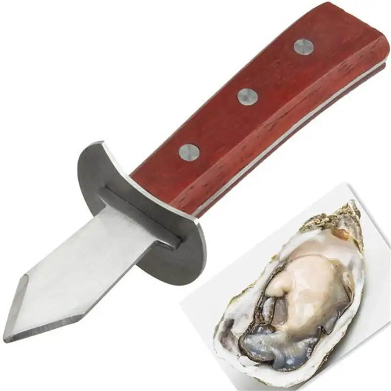 Устричный нож с деревянной ручкой, острый Окантованный нож из нержавеющей стали, нож для устриц, портативный инструмент, кухонные инструменты