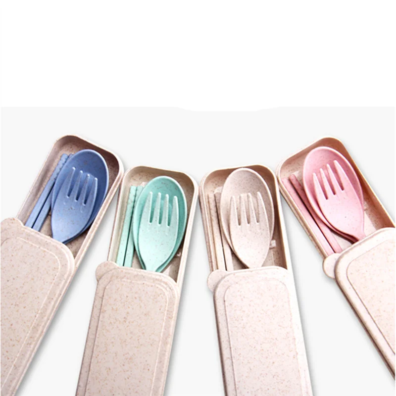 3pcs Children Baby Tableware Set Wheat Straw Children Travel Portable Tableware Spoon+Fork+ Chopstick+Box For Kids Picnic Gift 3pcs Children Baby Tableware Set Wheat Straw Children Travel Portable Tableware Spoon+Fork+ Chopstick+Box For Kids Picnic Gift