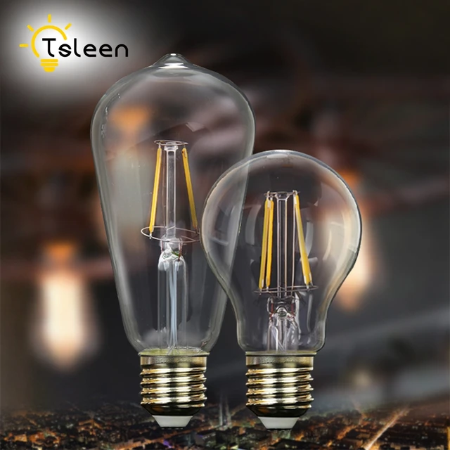 Tsleen Led Filament Bulb E27 Retro Edison Lamp Vintage Candle Light Tsleen Led Filament Bulb E27 Retro Edison Lamp Vintage Candle Light Globe Chandelier Lighting Cob Home