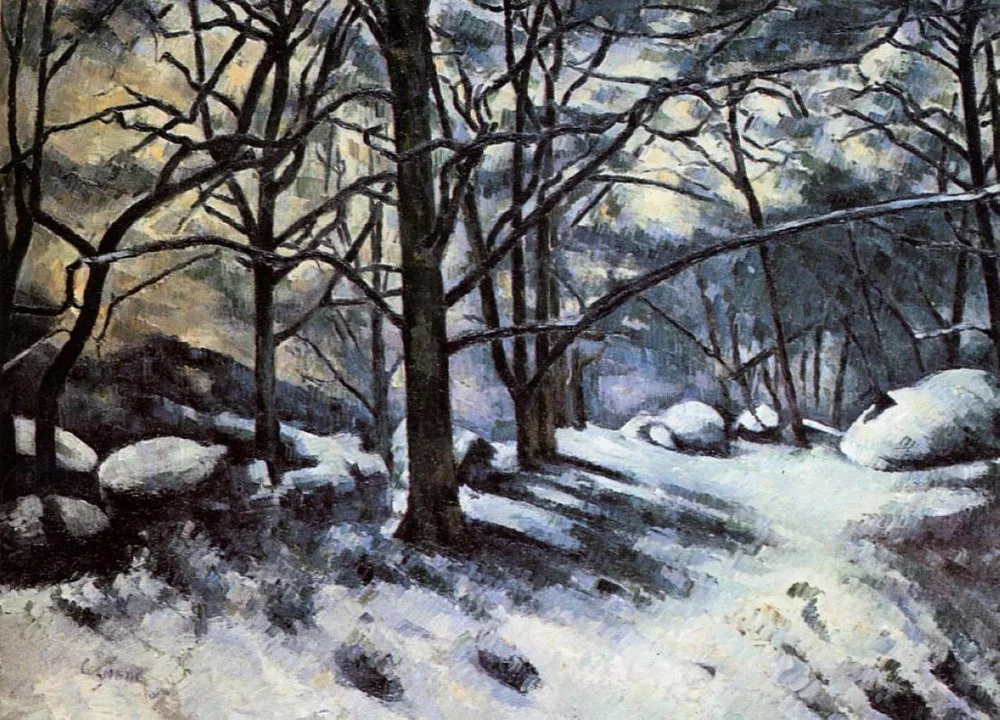 

100% hand made Oil Painting Reproduction on linen canvas,melting-snow-fontainbleau-1880 by paul Cezanne,landscape oil painting.