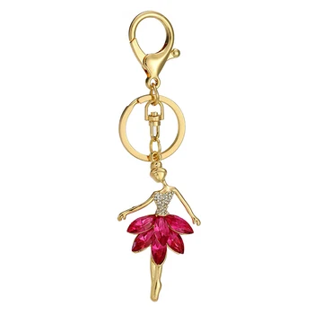

Free Shipping! Alloy Crystal Dancing Ballet Girl Bag decoration Keychain Necklace Chain