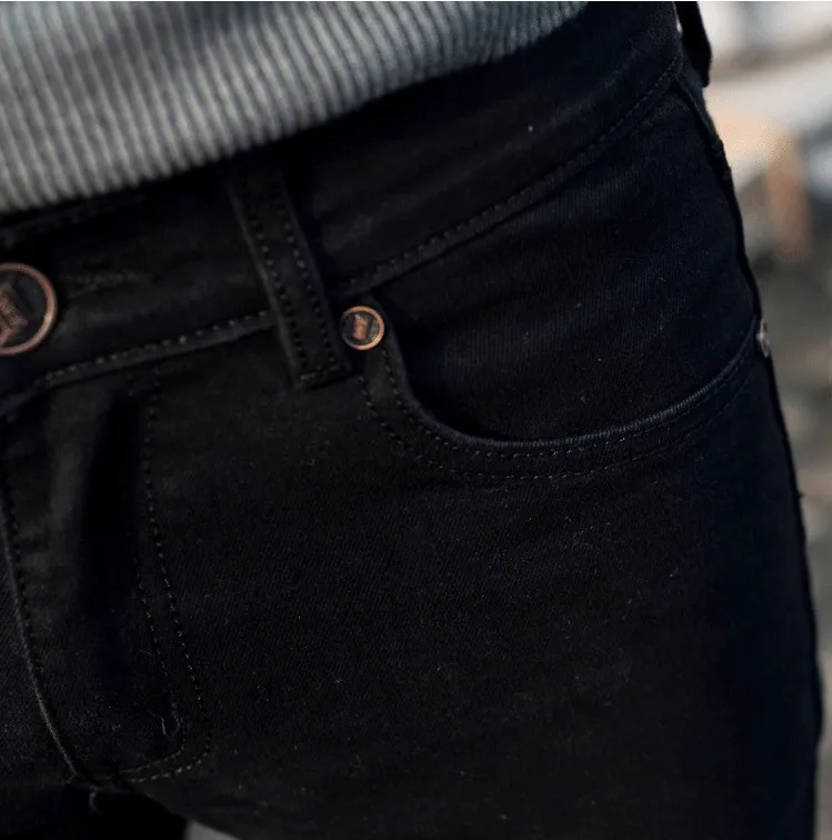 Фабричный магазин мужские джинсы стрейч ноги черный мужской корейской версии тонкие узкие брюки хлопок