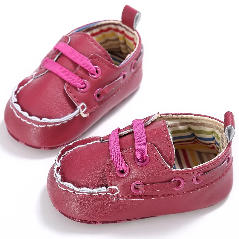 

0-18M Toddlers Baby Girl Boy Soft PU Leather Soled Crib Shoes Prewalker Cute First Walkers Blue/Red/White Color