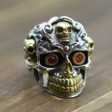 BOCAI,, твердое кольцо из стерлингового серебра 925 пробы, индивидуальная инкрустация цирконием, властное мужское кольцо с черепом, ретро тайское Серебряное украшение, резное