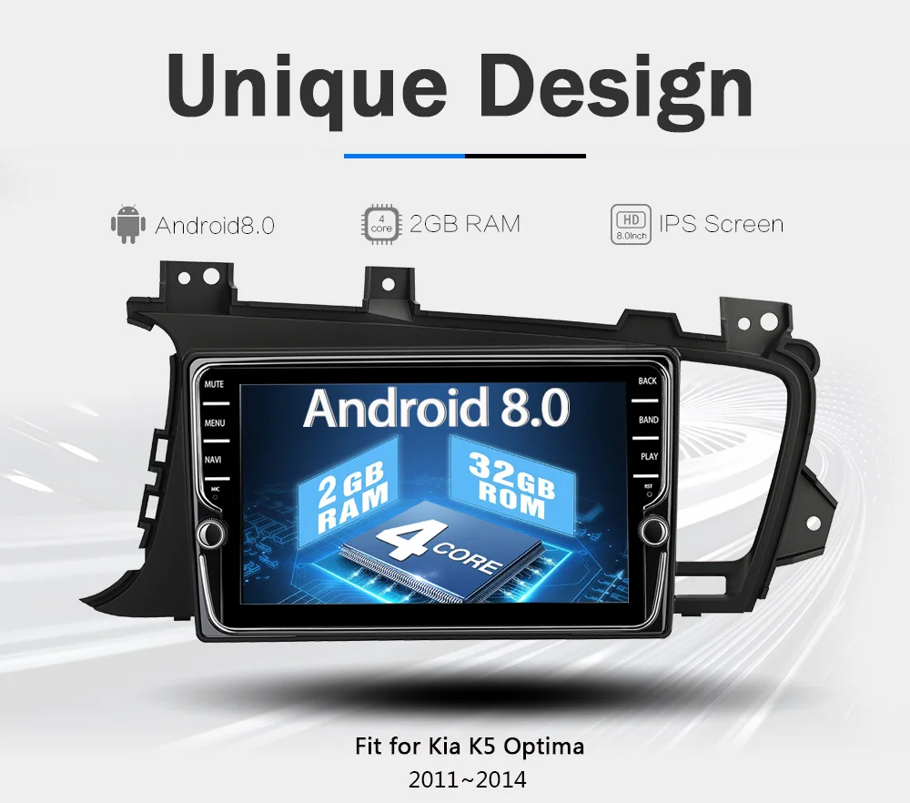 Perfect Funrover Car Radio Multimedia DVD Android 8.0 IPS Navigation headunit For Kia K5 Optima 2011-15 Navi Audio Stereos RDS GPS WIFI 2