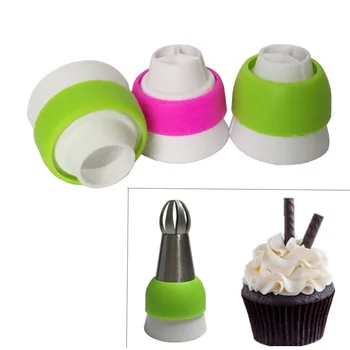 

3pcs Ball Nozzle Tips Coupler Sphere Icing Piping Nozzle Converter Adpter 3 Hole Plastic Cake Decorating Tools for Russia Nozzle