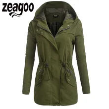 Zeagoo Autumn Coat Jacket Women Casual Zip-Up Solid Drawstring Hooded Military Bomber Jacket with Pocket chaqueta mujer Zeagoo Autumn Coat Jacket Women Casual Zip-Up Solid Drawstring Hooded Military Bomber Jacket with Pocket chaqueta mujer