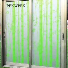 Скраб Мороз ПВХ Водонепроницаемый окна Плёнки крышка без клея статические декоративные зеленый бамбук окно конфиденциальности Стекло наклейки Размеры 45-120 см