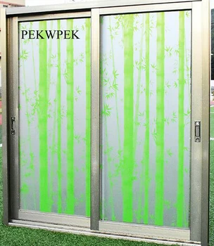 

Scrub Frost PVC Waterproof Window Films Cover No-Glue Static Decorative Green Bamboo Window Privacy Glass Stickers Size 45-120cm