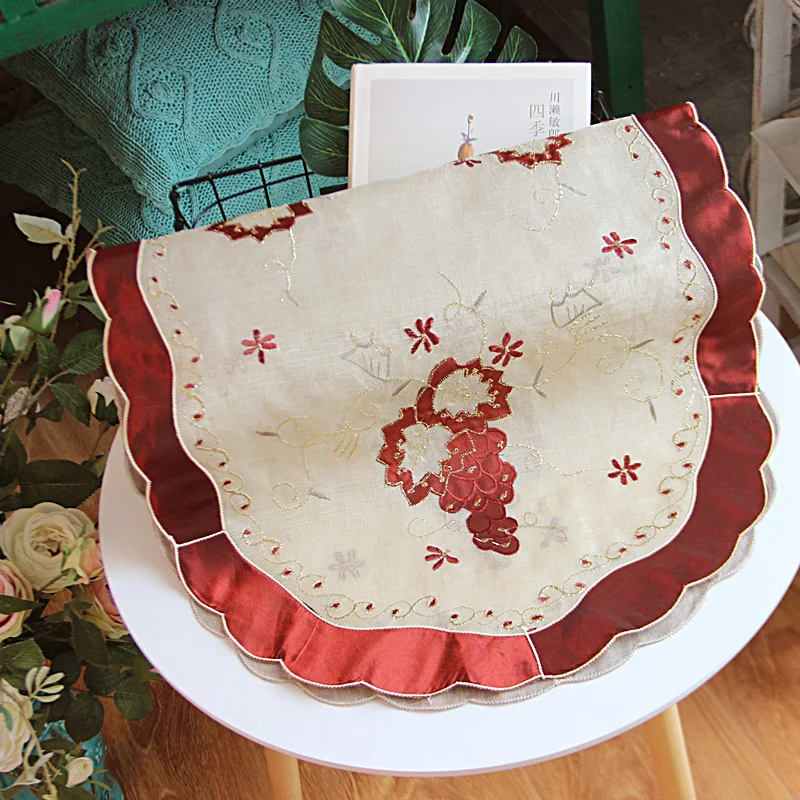

Modern Glitter Embroidery Lace Satin Cabinet Table Runner Coffee Dinner Tablecloth Cloth For Party Banquet Kitchen Home Decor