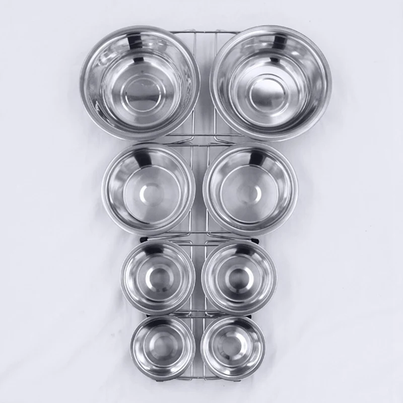 

Dog Bowl Stainless Steel Pet Dog Cat Double Bowls Iron Stand Food Water Dishes Feeder Pet Supplies