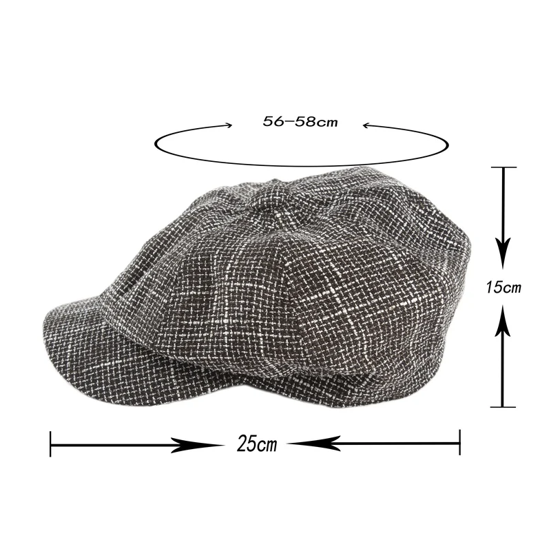 Газетчик Кепки Для женщин человек восьмиугольная шляпа на зиму осень Винтаж Для женщин Смешанный хлопок полосатый газетчик Кепки восьмиугольной Hat для мужчин