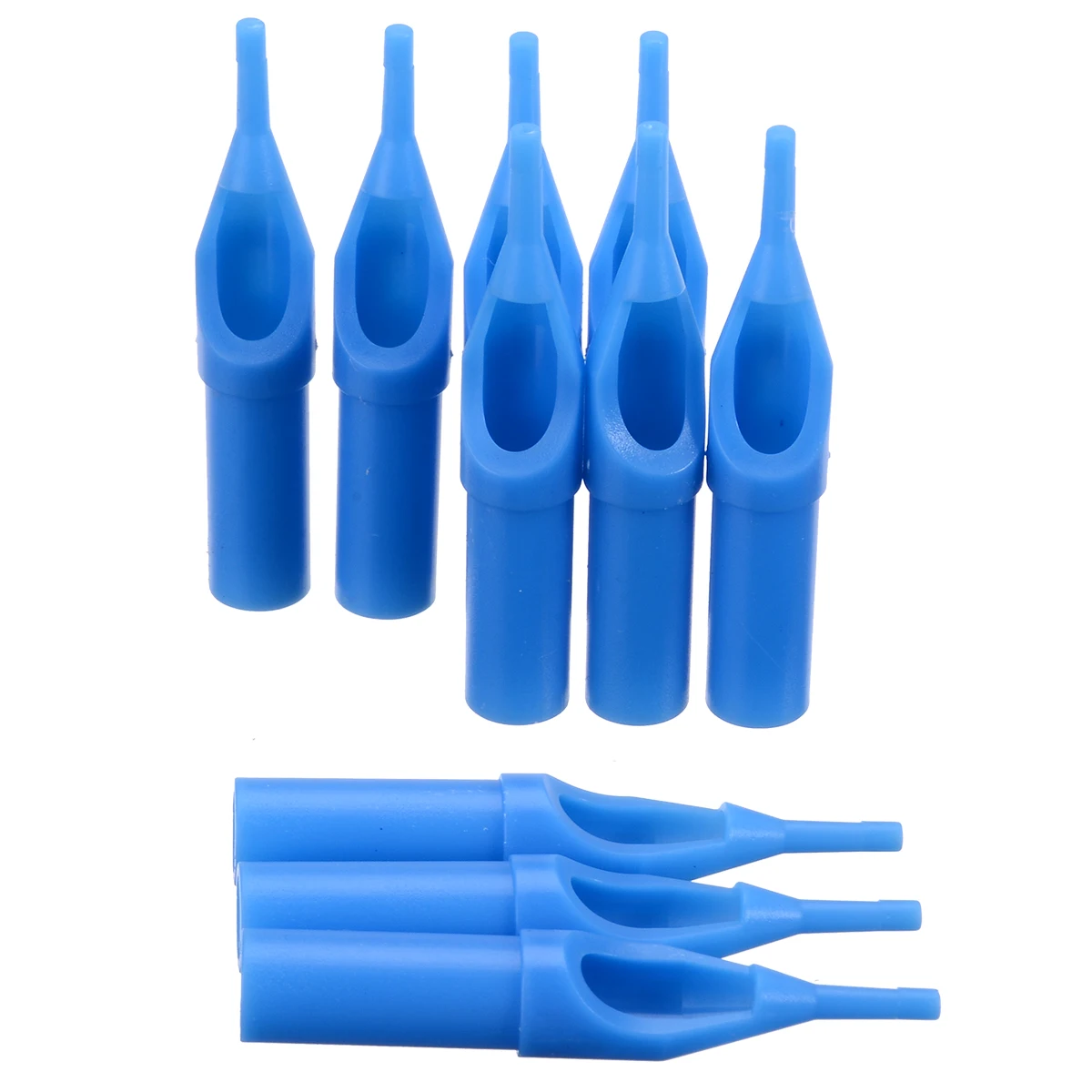 Professional 100pcs Disposable Mixed Sterile Tattoo Nozzle Tips Kit Needle Tube Blue 3RT, 5RT/7RT/9RD/3DT/5DT/7DT/5FT/7FT/9FT