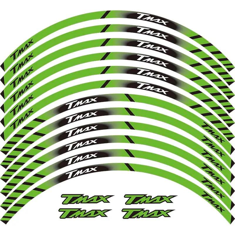 Подходит для YAMAHA TMAX TMAX500 TMAX530 500 530 15 ''12 X Bordo Spesso Esterno Rim sticker Banda Wheel sticker s - Цвет: green