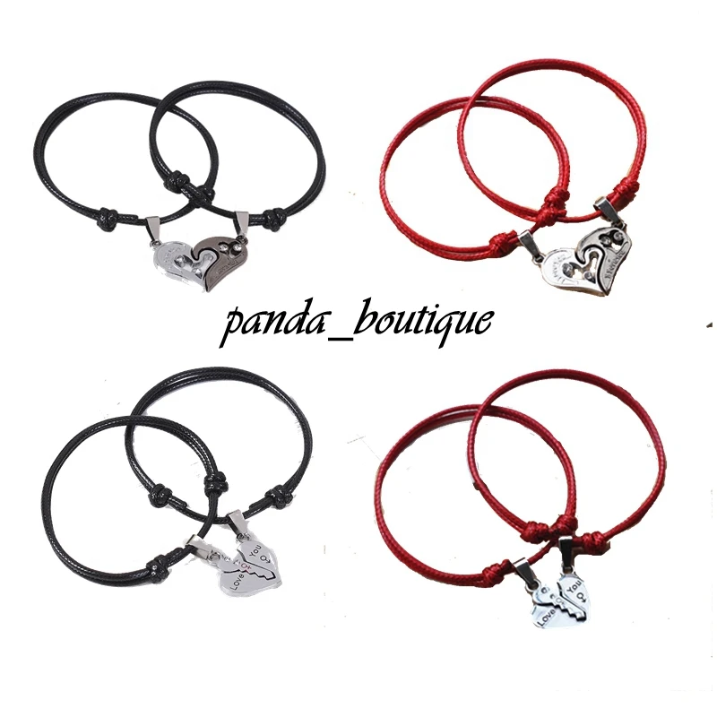 Мода, 4 стиля, черная и красная веревка, Ретро стиль, веревка, ручная цепочка, браслет, ювелирное изделие для пары, подарок на день Святого Валентина