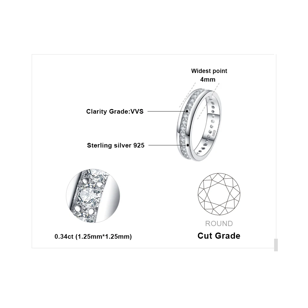 Jewelrypalace cubic zirconia Wedding Band Channel Eternity кольцо Pure стерлингового серебра 925 Красивые ювелирные изделия для Для женщин хороший подарок