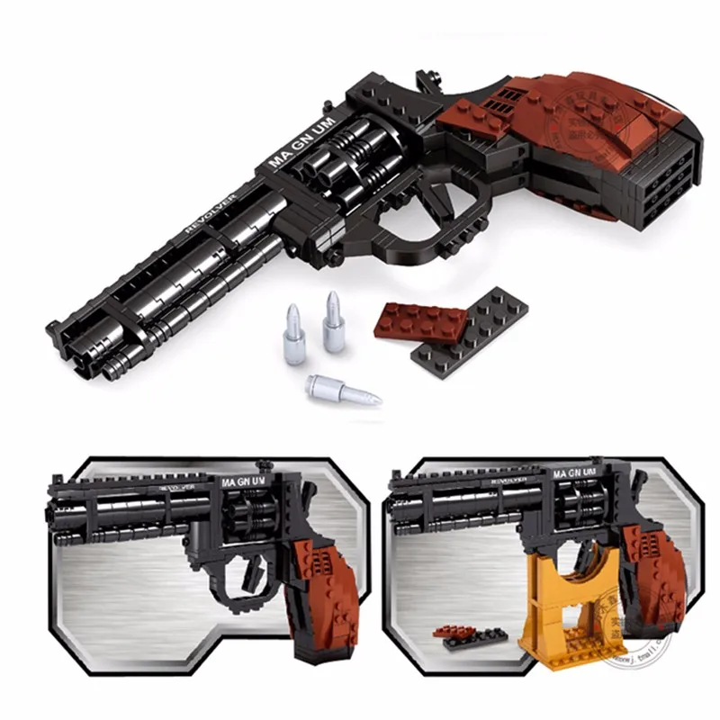 P22511 Ausini SWAT Magnum Revolver Pistol Power GUN Weapon Arms Model Assembled Toy Brick Building Blocks Weapon Boy Gifts Toys enlighten fight inserted assembled building blocks 407 set brick black weapon compatible air gun block model pistol toy for boys
