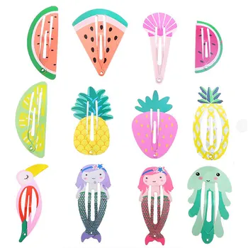

24pcs Baby Girls Hair Clips for Children Hair Accessories Fruit Animal Rainbow Snap Clip Pins Hairpins Cute Color Metal Barrette