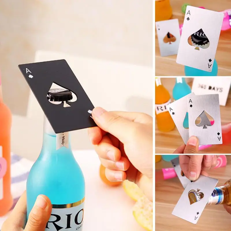 

Poker Playing Card Of Spades Bottle Wine Opener Bar Tools Kitchen Accessories Soda Bottle Cap Opener Stainless Steel