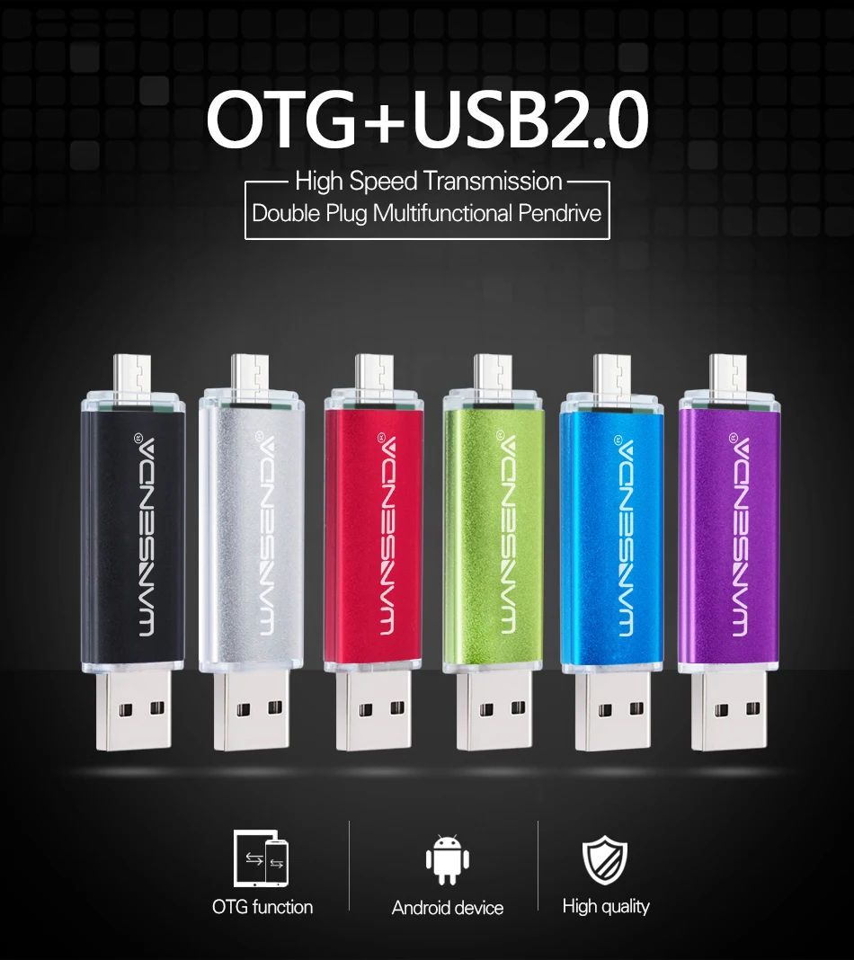 Новинка, флеш-накопитель Wansenda OTG, 16 ГБ, USB флеш-накопитель, 64 ГБ, USB флешка, 32 ГБ, 8 ГБ, USB 2,0, флешка, 4 Гб, USB флеш-карта памяти для телефонов