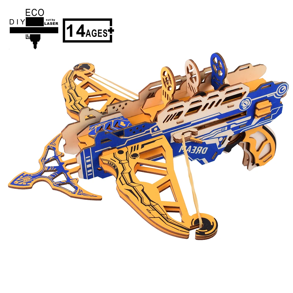 

ATOYX DIY Wooden Handmade 3D Three-dimensional Puzzle piece Assembled Bow shooting Toy Puzzle Game Building Model Kits for kids