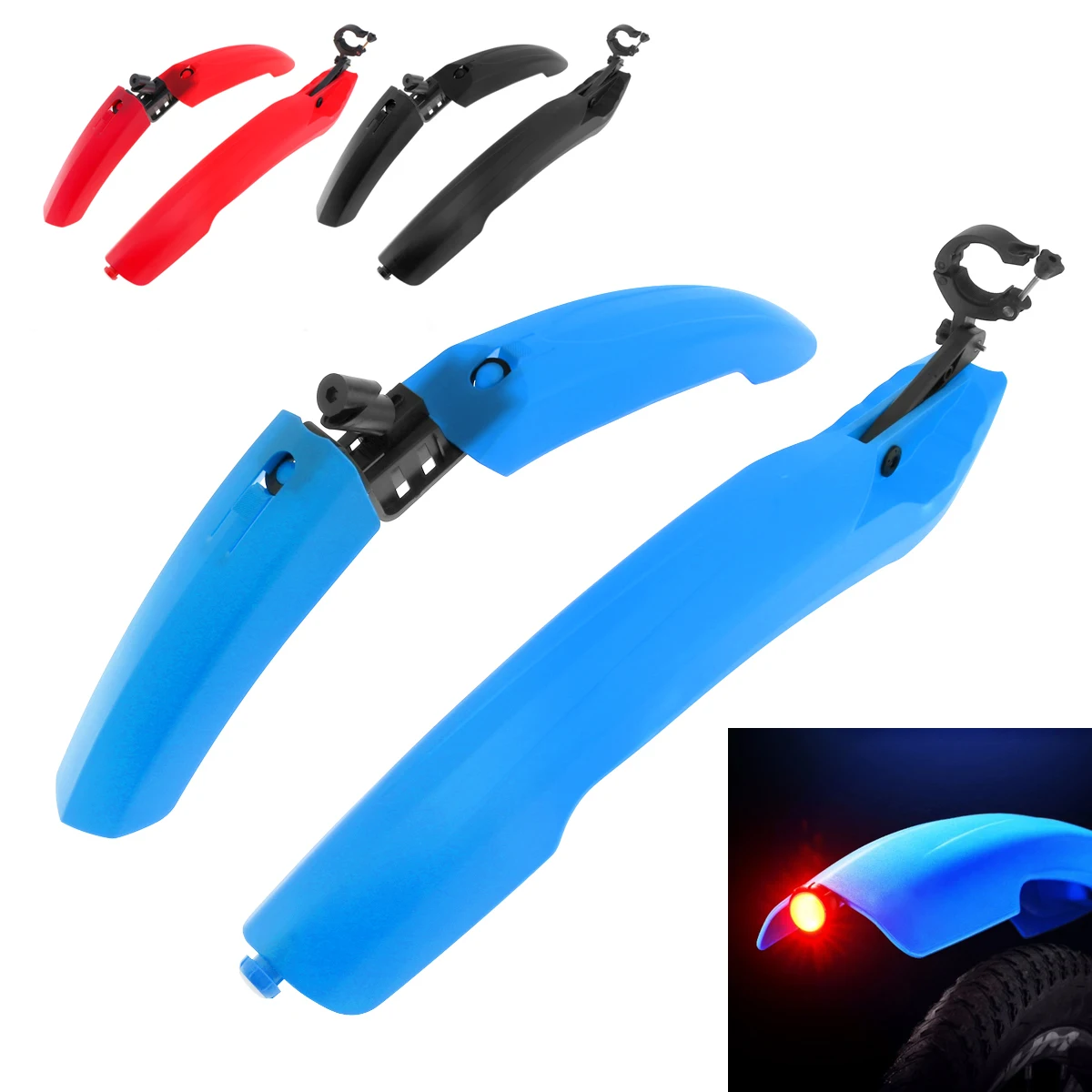 

Tail Light Bicycle Fenders Bike Mudguard Cycling Mountain Mud Guards Set with Quick Release and LED Light for MTB Bike