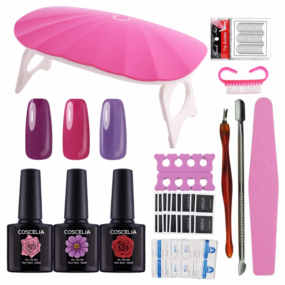 

12W Nail UV LED Light 3 Color Gel Polish Nail Kit Top & Base Coat Set Gel Nail Set UV Gel Nail Lamp Set Tools Kit