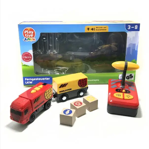 Free shipping Remote control electric magnetic link compatible BRIO wooden track white Harmony train and red worldwide train 7