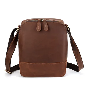 

Luxury Brand 2018 High Quality Crazy horse Genuine Leather Handbag Men's Crossbody Shoulder Messenger Bag Zipper Business Bags