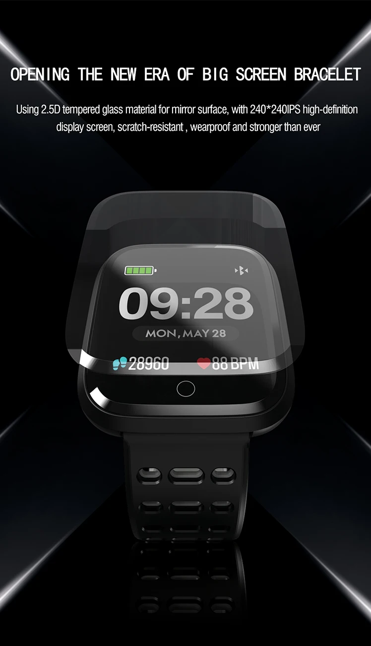 Torntisc Q8 Fitness Bracelet Heart Rate Blood Pressure monitor IP67 Waterproof smart band Sport Smart Watch Men For Android IOS Phone (2)