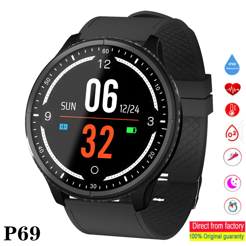

Smart watch Men P69 Heart Rate Blood Pressure Monitoring Waterproof Bluetooth Fitness Bracelet for Android IOS Sports Smartwatch
