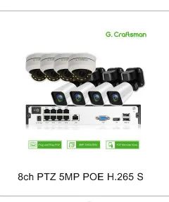8ch 5MP POE Комплект H.265 системы видеонаблюдения безопасности до to16ch NVR Открытый водонепроницаемый IP камера видеонаблюдения сигнализация видео P2P G. Craftsman