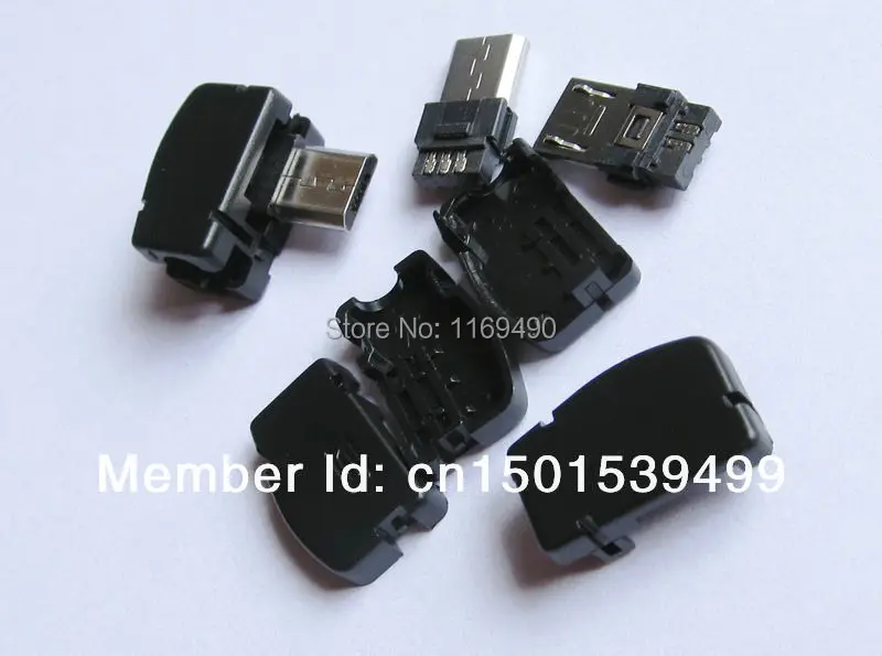 

Free shipping 10sets / lot 90 Right Angle DIY Micro USB b 5 Pin male Plug Connector adapter Socket and Plastic New