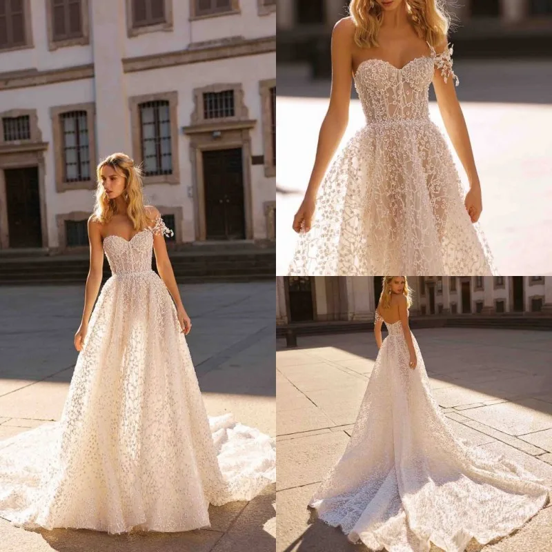 Свадебное платье с открытой спиной и кружевной аппликацией, свадебное платье в стиле бохо, ТРАПЕЦИЕВИДНОЕ свадебное платье, Vestidos De Novia