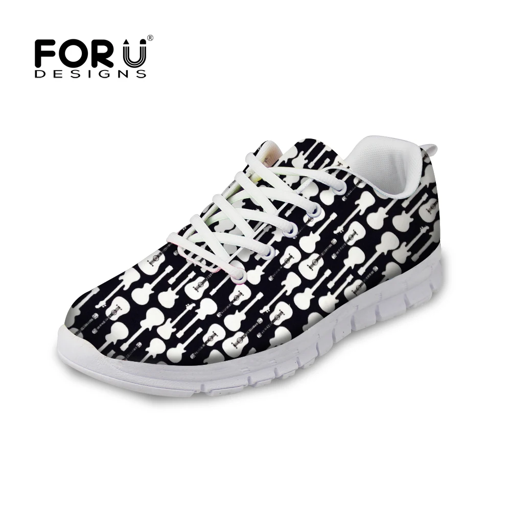 

FORUDESIGNS 2018 Women Flats Shoes 3D Guitar Puzzle Prints Casual Brand Women's Sneakers Breathable Mesh Shoes for Teenage Girls
