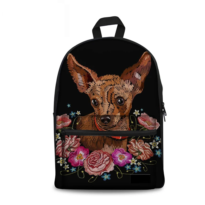 

Noisydesigns Student Backpack Women Flower Causal Chihuahua Korean Style Backpacks Teenager Girls Tourist Cute Shoulder Daypack