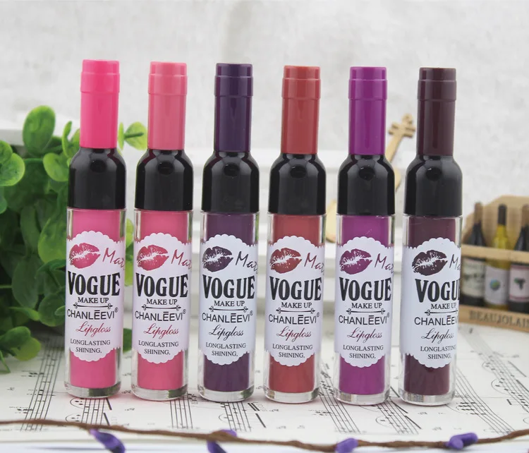 

Cute Wine Bottle Lip Gloss Matte Waterproof Make Up Lips Tint Sexy Red Brown Lip Matte Liquid Lipstick Long Lasting Cosmetics