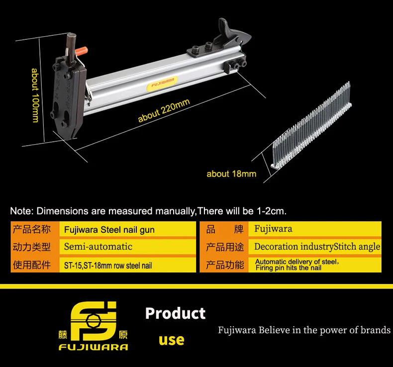Ручной стальной пистолет для ногтей FUJIWARA полуавтоматический цементный гвозди пистолет проволочный слот приспособление для забивания гвоздей гвоздильный станок