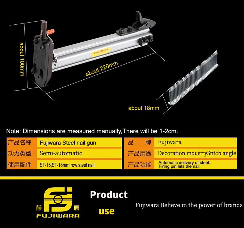 Manual Steel Nail Gun FUJIWARA Semi Automatic Cement Nail Gun Wire Slot Nailing Device Nailing Machine
