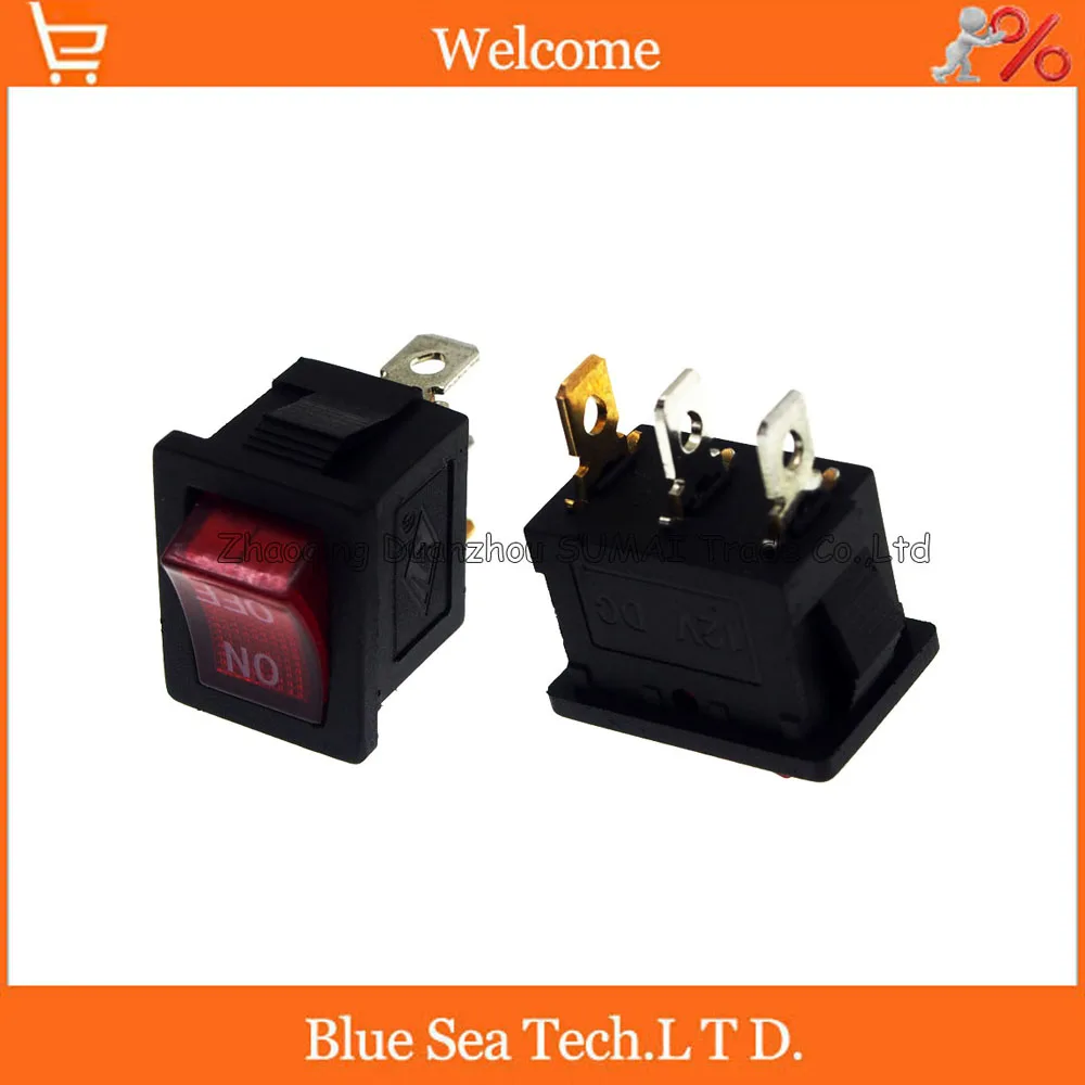 50 шт. выключатель света на 3 контакта 12 В|on/off rocker switch|lighted switcheslight switch 12v |