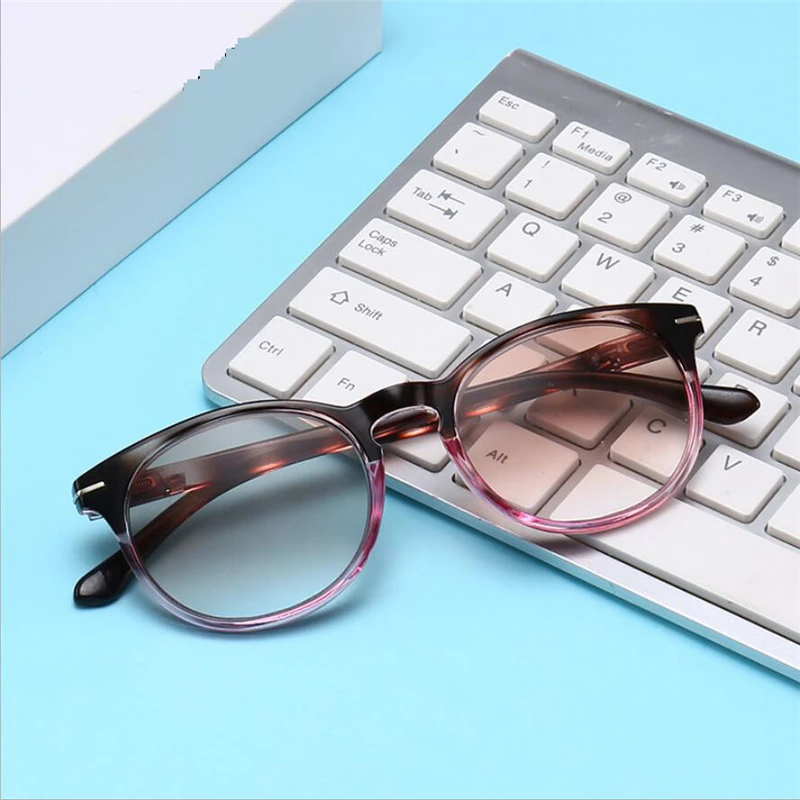 Весенние дужки градиентные серые прозрачные PC очки для чтения, круглая оправа для Пресбиопии очки для женщин (+ 1,00 -- + 4,00) A8145