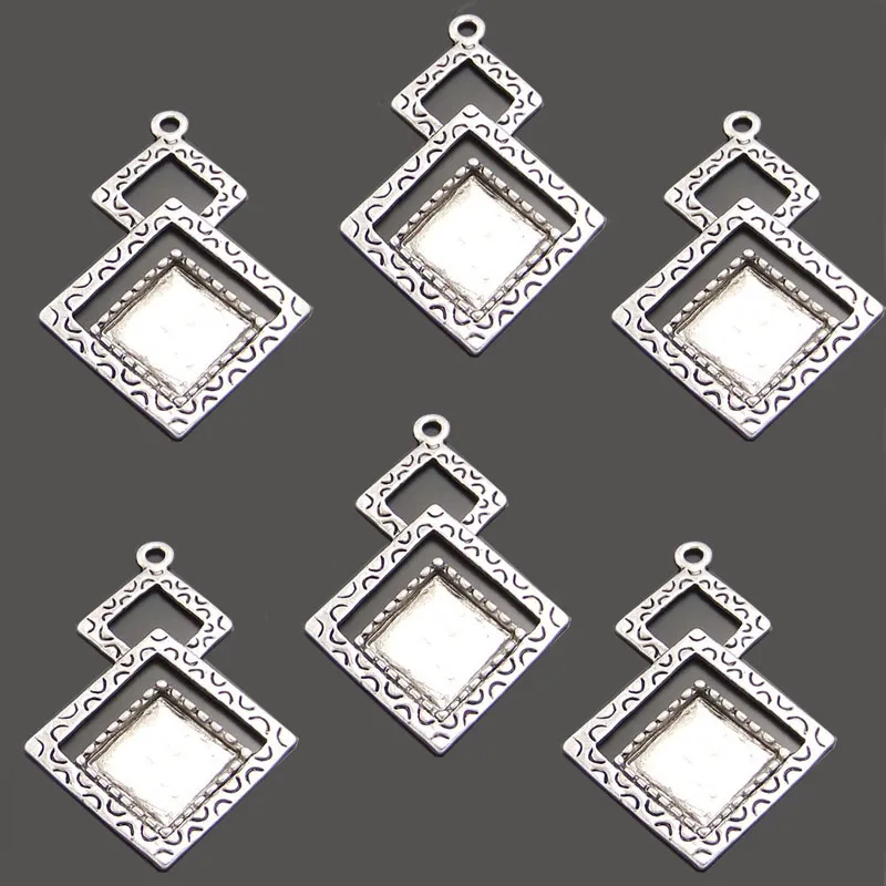 

20PCS Antique Silver Cameo Photo Cabochon Settings Jewelry Necklace Pendant Accessories (Inner:10*10mm)33*26*2MM