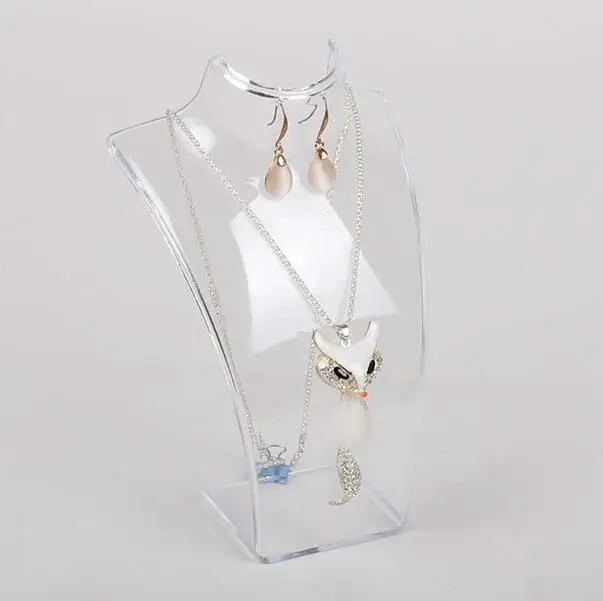 Мода 10 шт./лот черный белый прозрачный акриловый оба ожерелье дисплей серьги держатель для полки стойки дисплей ювелирных изделий - Цвет: clear