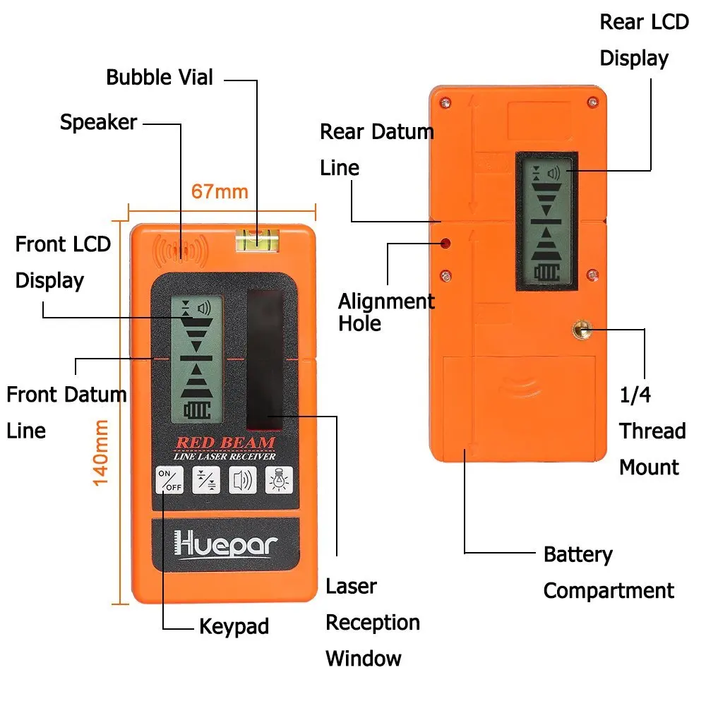 Huepar 3D красный лазерный уровень 360 вертикальный горизонтальный крест линия самонивелирующийся 8 линий Лазеры 2*360 уровень и лазерный детектор приемник